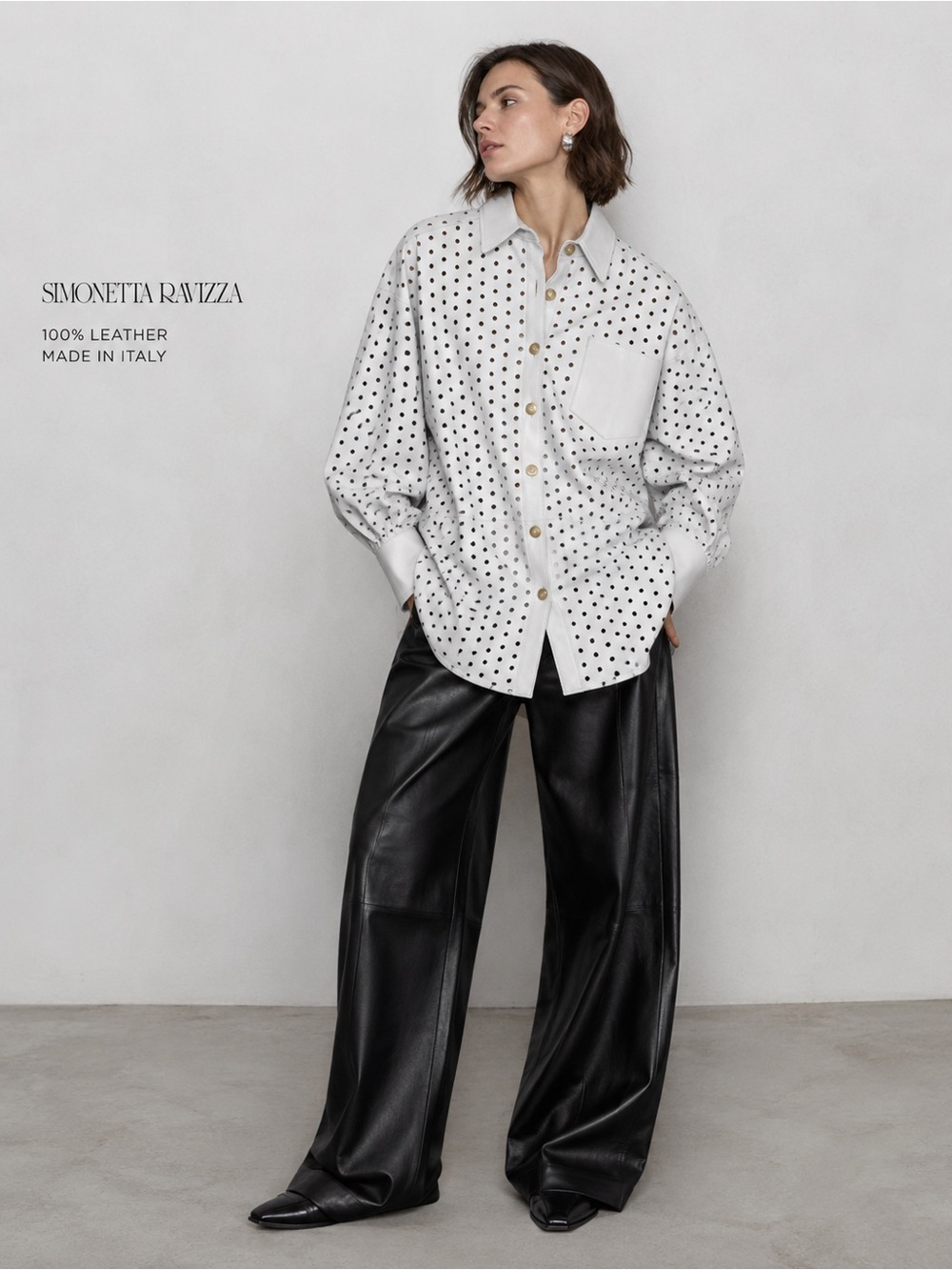 SIMONETTA RAVIZZA Cutout Dot Leather Shirt